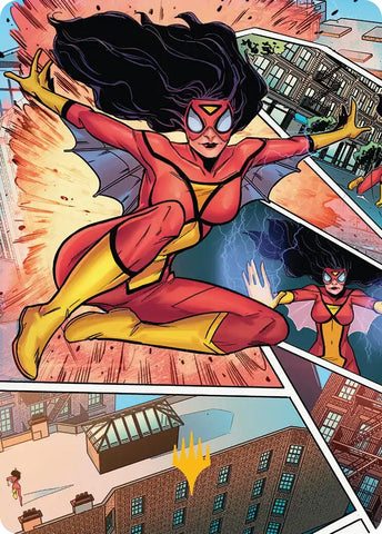 Spider-Woman, Stunning Savior Art Card (Gold-Stamped Planeswalker Symbol) [Marvel's Spider-Man Art Series]